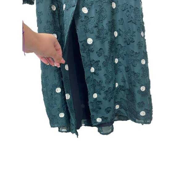 Zara Emerald Green Sheer Textured Polka Dot Dress Medium Limited Edition - Picture 15 of 16